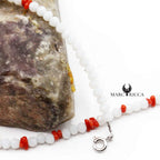 Collier Argent Cristal Blanc et Corail