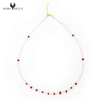 Collier Argent Cristal Blanc et Corail