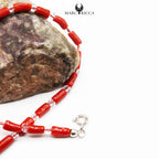 Collier Argent Tube Corail Cristal