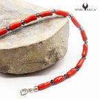 Collier Argent Tube Corail Cristal