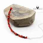 Collier Argent Cupolino Corail Rouge et Cristaux