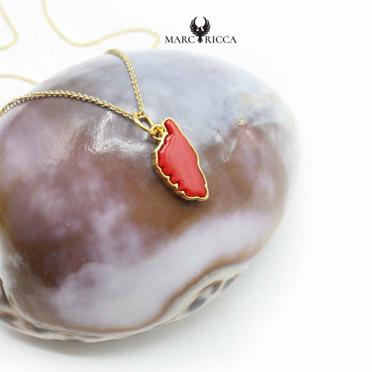 Pendentif Argent Corse Contour & Pâte de Corail