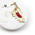 Pendentif Argent Corse et Corne en Corail