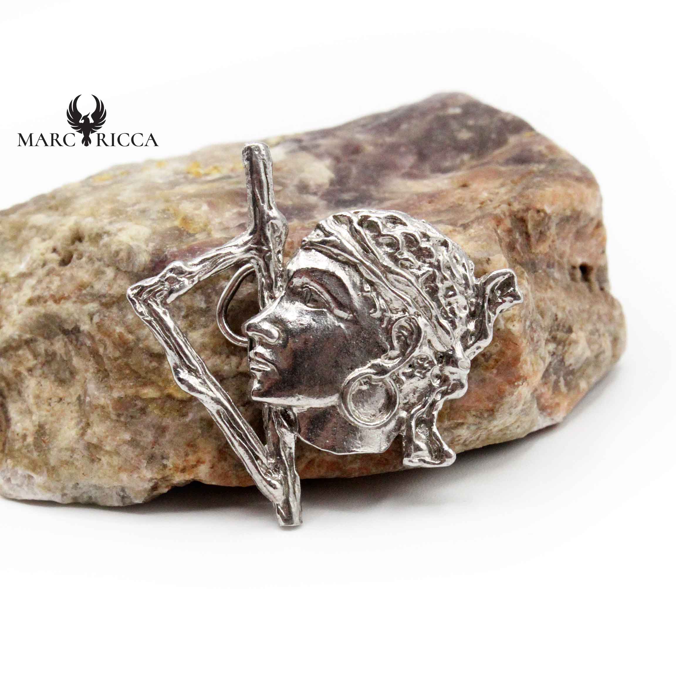 Pendentif Argent Corse Stylisée et Tête de Maure