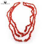 Collier Argent Corail Rouge et Perles