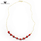 Collier Vermeil Corail Rouge & Cristal noir