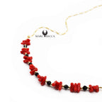 Collier Vermeil Corail Rouge & Cristal noir