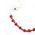 Collier Vermeil Corail Rouge & Cristal noir