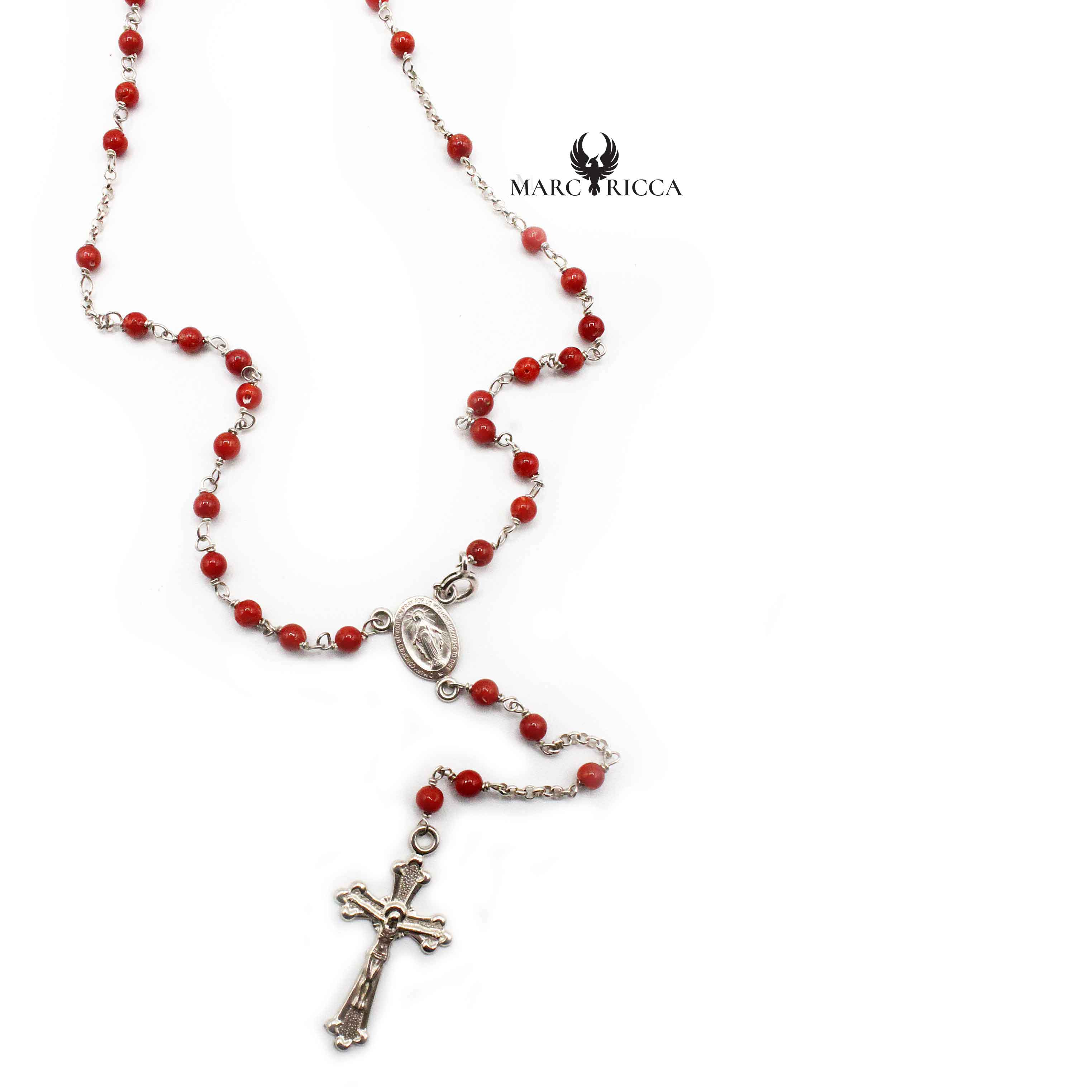 Chapelet Argent Corail Rouge