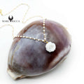 Collier Argent Rose en Corail Blanc Vermeil