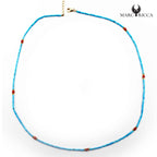Collier Argent Turquoise et Corail Rouge Vermeil
