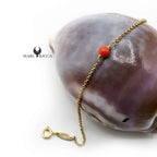 Bracelet Argent Chainette et Corail Rouge