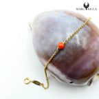 Bracelet Argent Chainette et Corail Rouge
