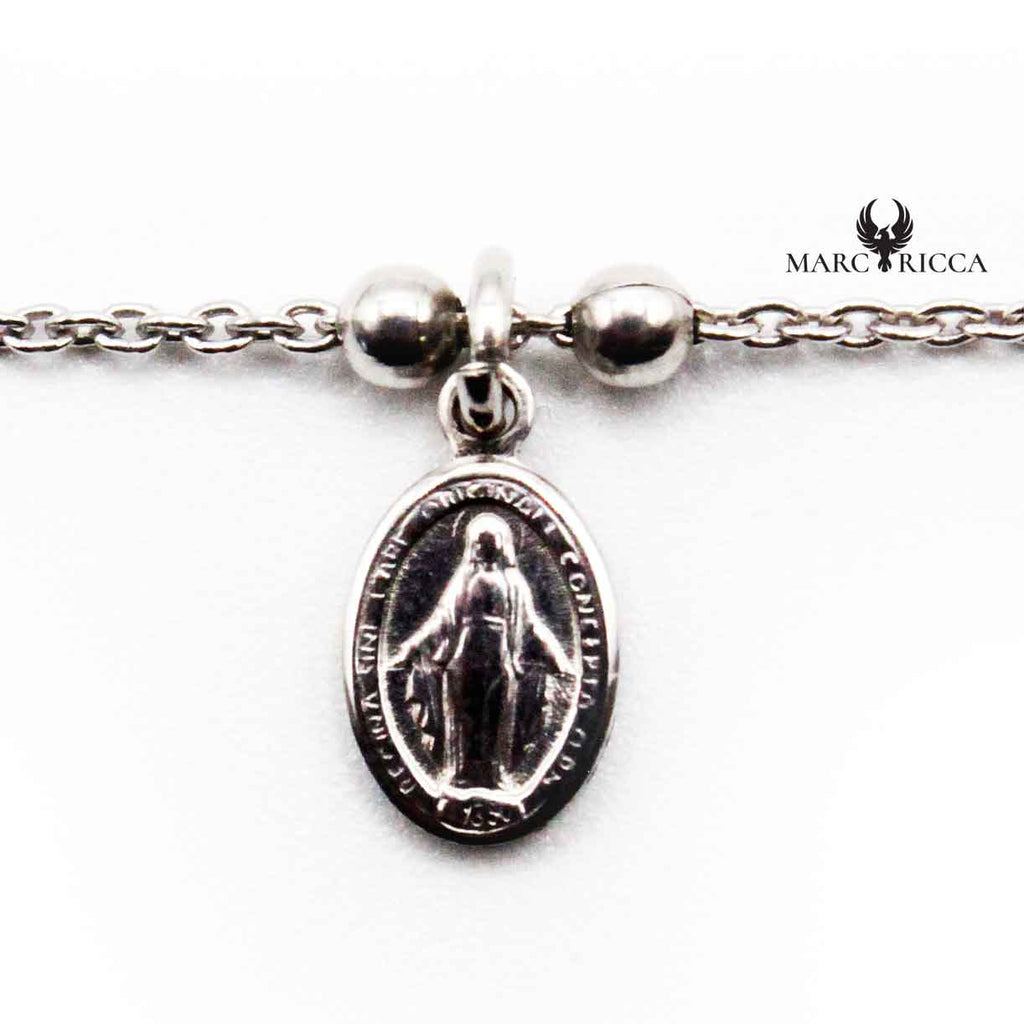 Bracelet Argent Chainette Corse, Miraculeuse et Croix
