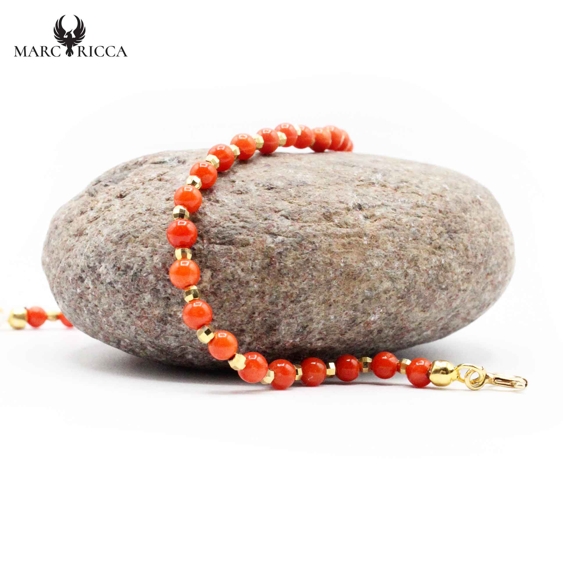 Bracelet Argent Perles de Corail Rouge