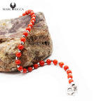 Bracelet Argent Perles de Corail Rouge