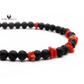 Bracelet Argent Corail Rouge et Pierres de Lave
