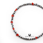 Bracelet Argent Corail Rouge et Cristaux Gris