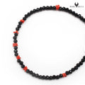 Bracelet Argent Cristaux Noirs et Corail Rouge