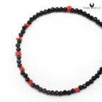 Bracelet Argent Cristaux Noirs et Corail Rouge