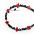 Bracelet Argent Cristaux Gris et Corail Rouge