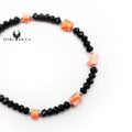 Bracelet Argent Cristaux Noirs et Corail Rose
