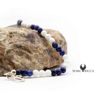 Bracelet Argent Perles de Corail Blanc et Lapis Lazuli