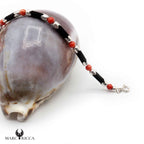 Bracelet Argent tubes et Corail Rouge Feutrine