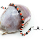 Bracelet Argent Corail Rouge et Pierres de Lave