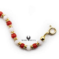 Bracelet Argent Perles (3mm) Corail Rouge et Nacre
