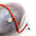 Bracelet Argent Perles (3mm) Corail Rouge, oeil