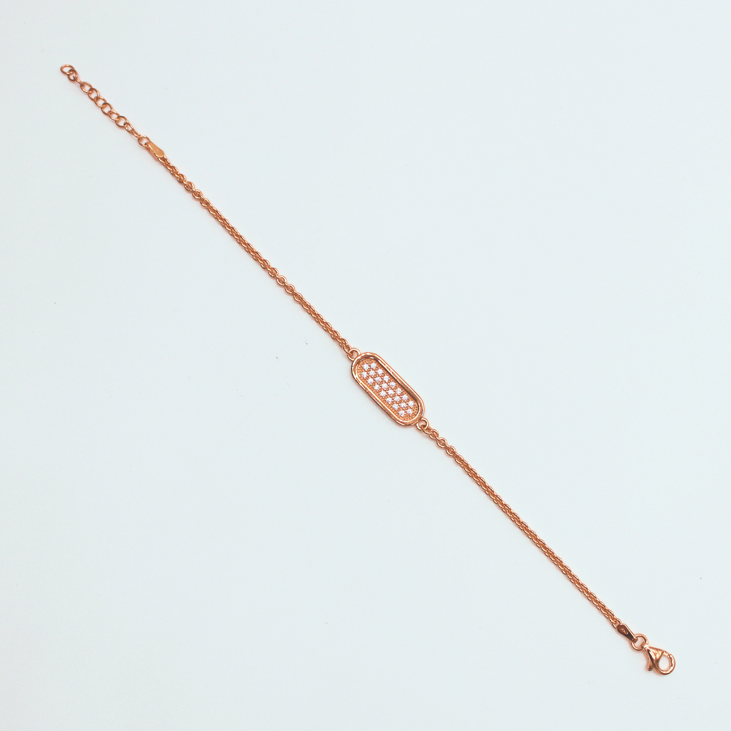 Bracelet Maillon plein Argent rosé et Zirconium - VALENZI