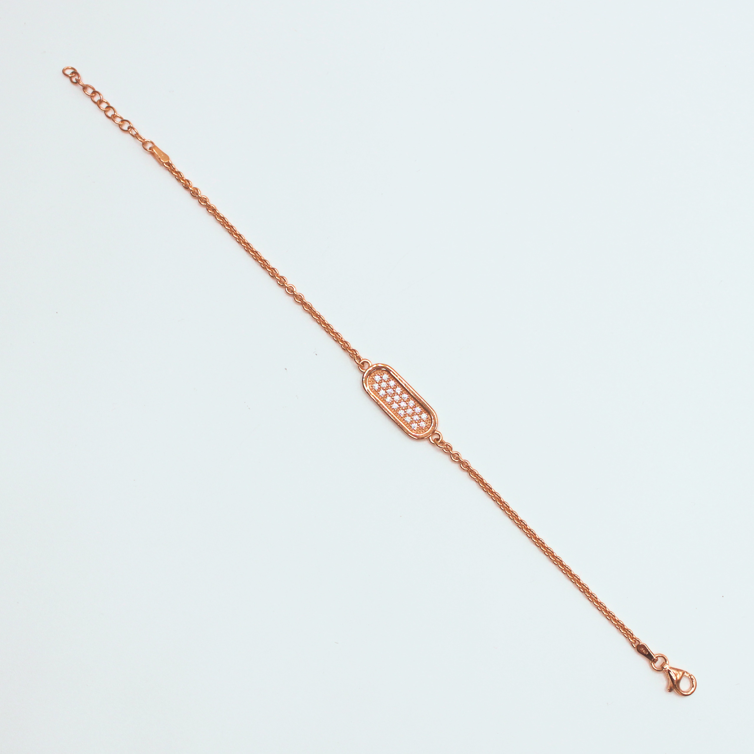 Bracelet Maillon plein Argent rosé et Zirconium - VALENZI