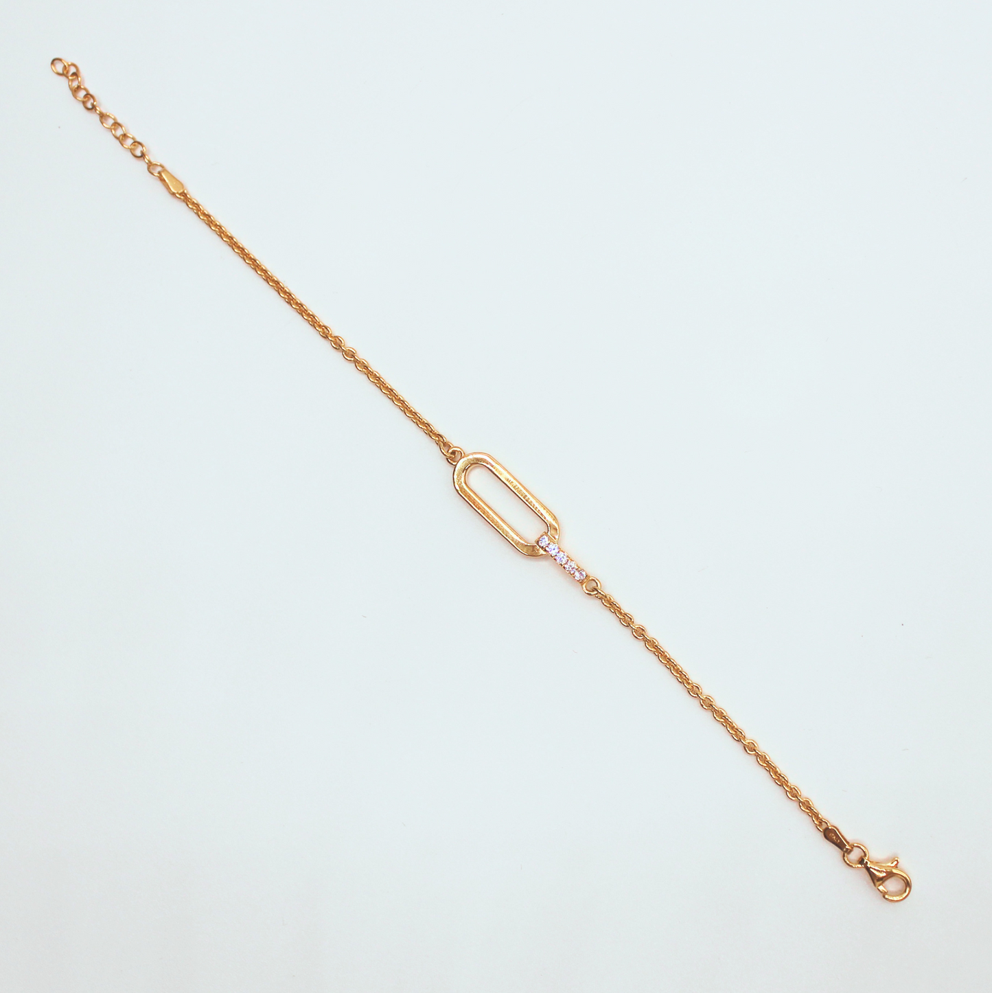 Bracelet Maillon Argent doré et barrette Oxydes de Zirconium - VALENZI