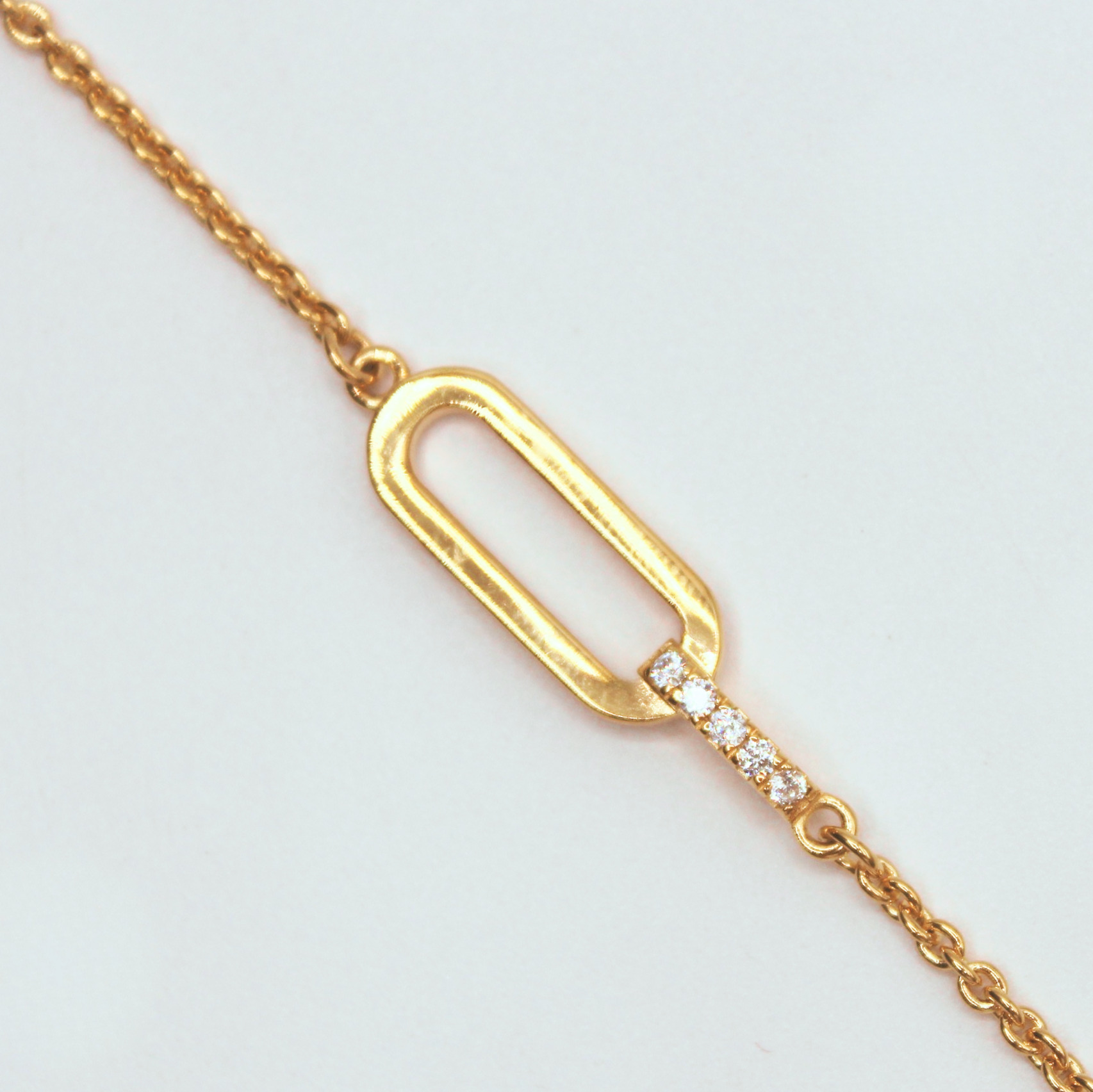 Bracelet Maillon Argent doré et barrette Oxydes de Zirconium - VALENZI