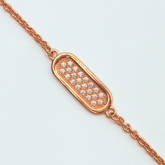 Bracelet Maillon plein Argent rosé et Zirconium - VALENZI