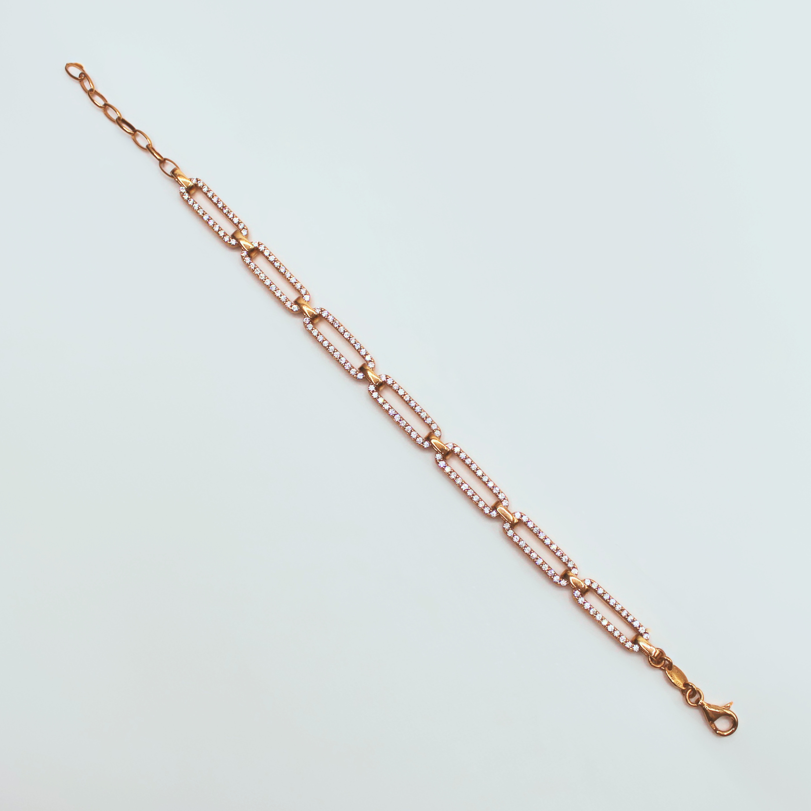 Bracelet Maillons Argent rosé et Oxyde de Zirconium - VALENZI