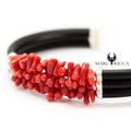 Bracelet Jonc Argent Caoutchouc 3 Rangs de Corail
