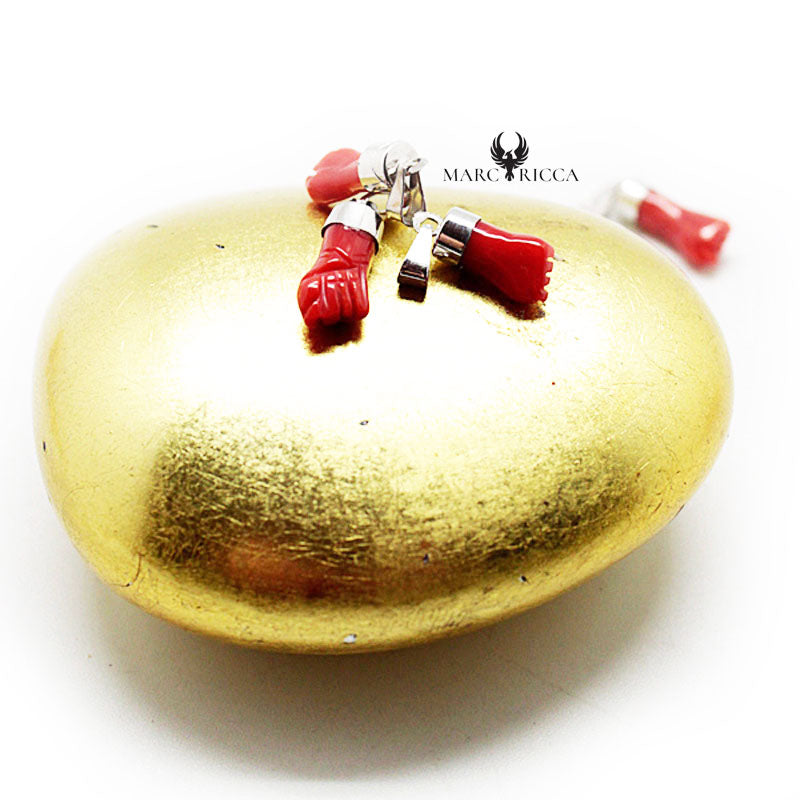 Pendentif Argent Main Corail Rouge