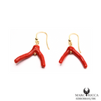 Boucles Or Corail Branche Pendante