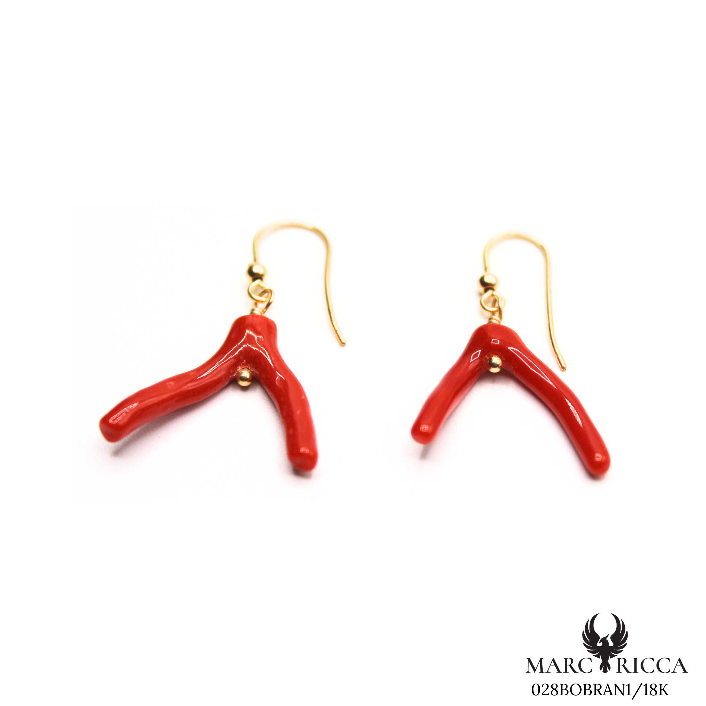 Boucles Or Corail Branche Pendante