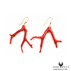 Boucles Or Corail Branche Pendante