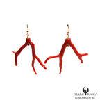 Boucles Or Corail Branche Pendante