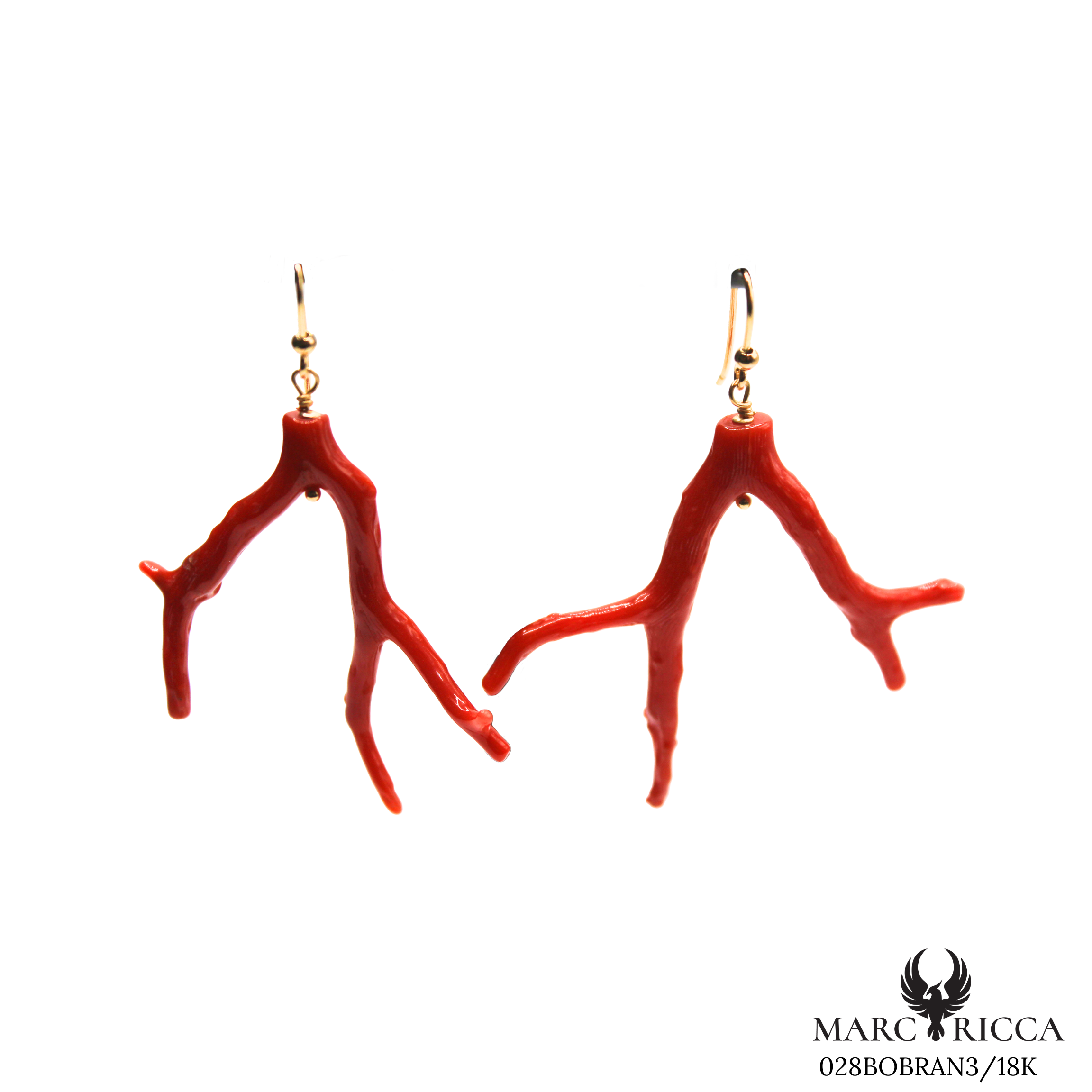 Boucles Or Corail Branche Pendante