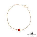 Bracelet Or Corail Cœur Rouge Chainette