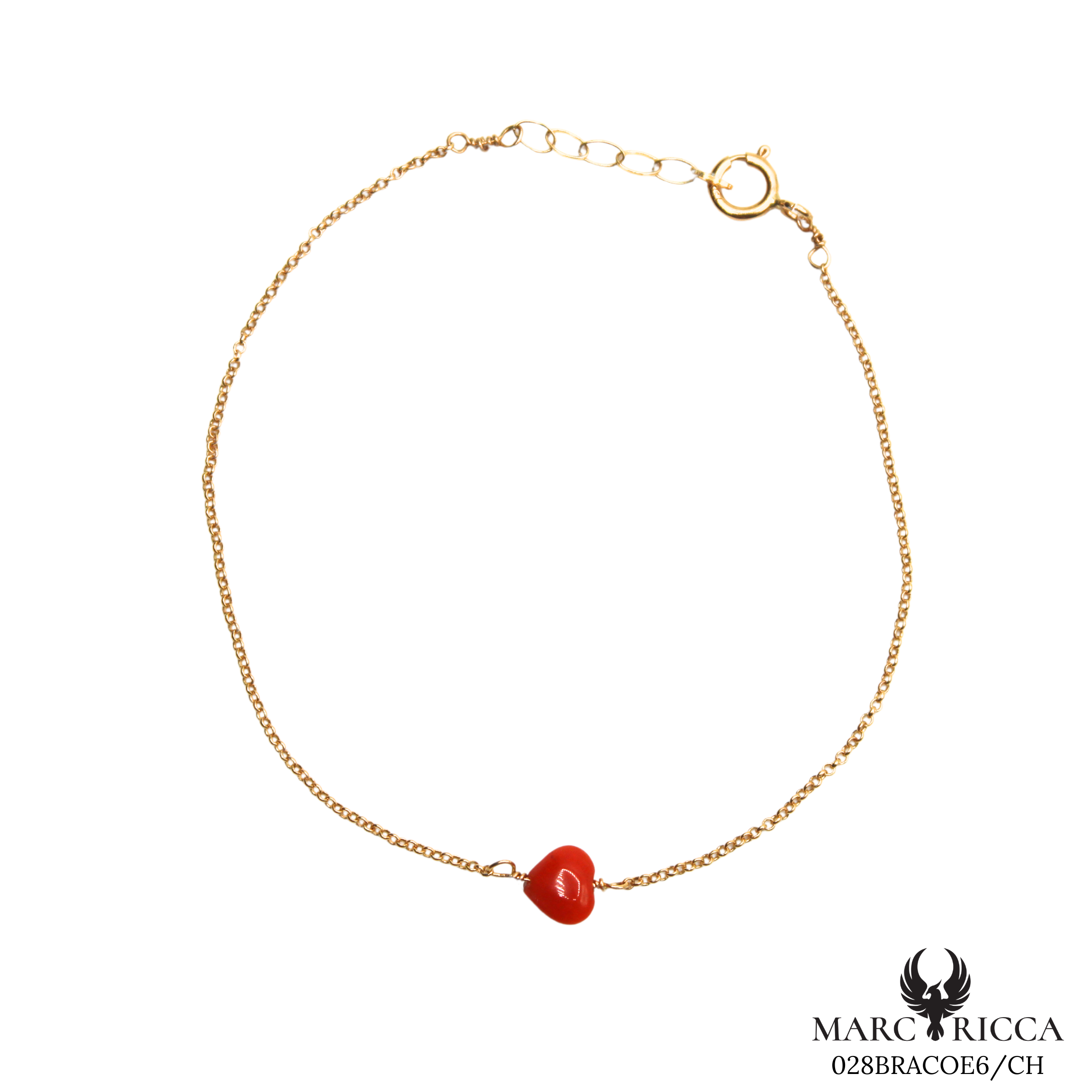 Bracelet Or Corail Cœur Rouge Chainette