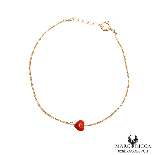 Bracelet Or Corail Cœur Rouge Chainette