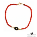 Bracelet Or Corail & Onyx Ovale