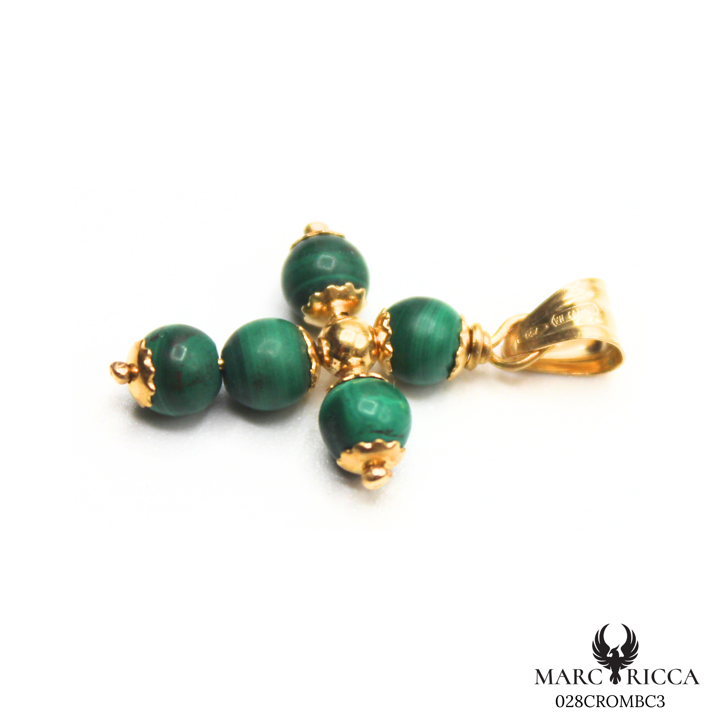 Pendentif Or Croix Perle Corail/Corail Blanc/Lapis Lazuli/Malachite