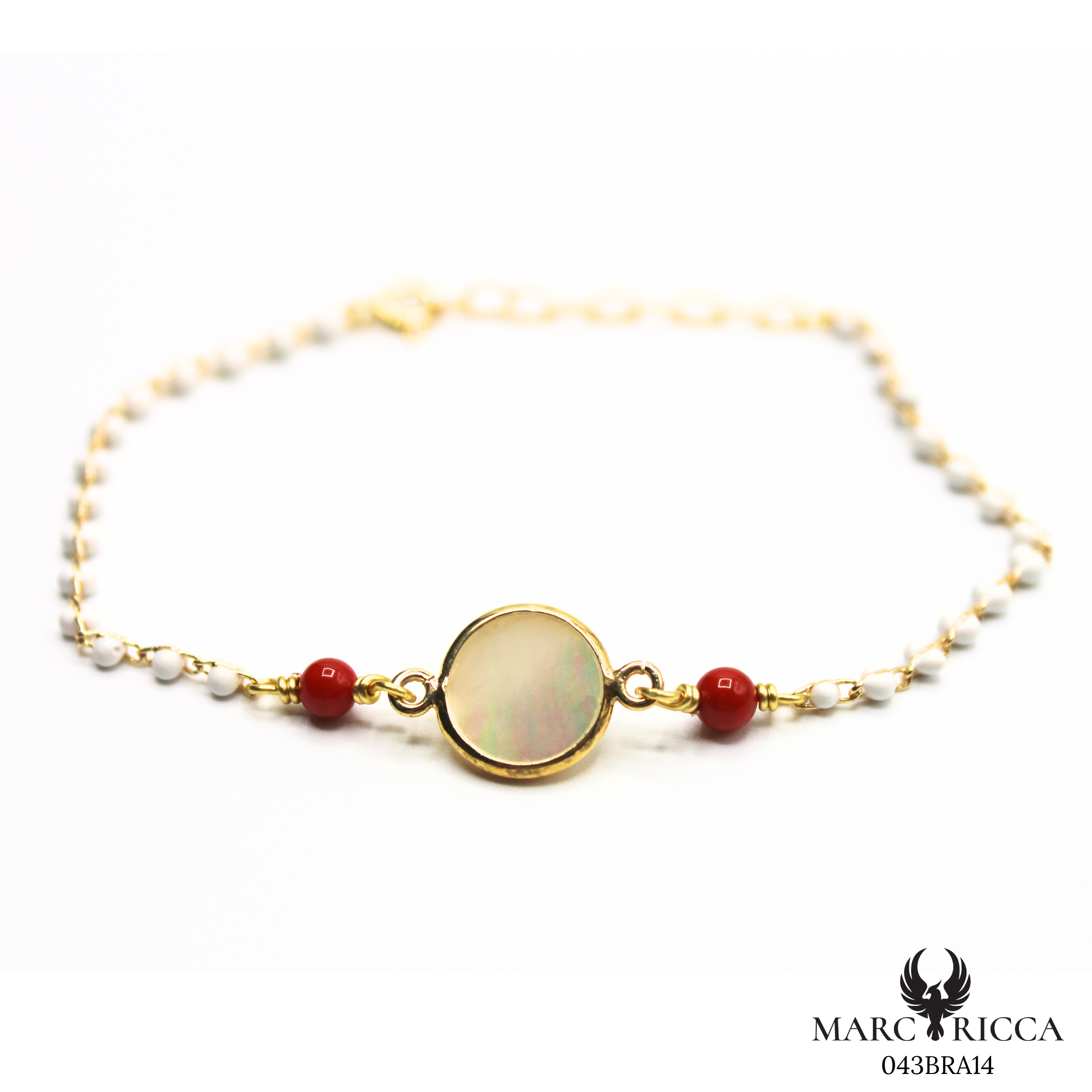 Bracelet Vermeil Corail, Perle Résine & Nacre